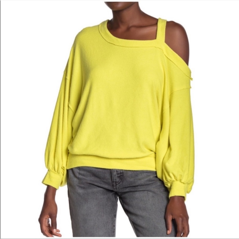 Free People Vibrant Yellow Off-Shoulder Sweater
